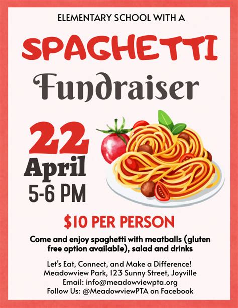 pasta dinner fundraiser flyer template.